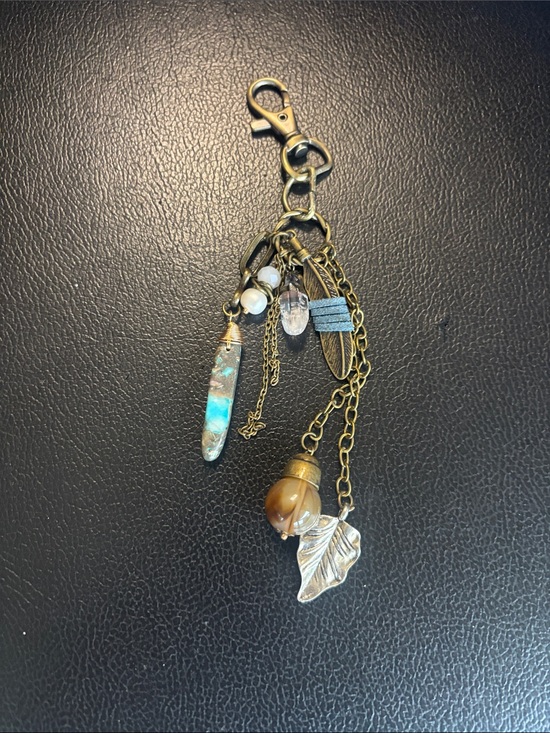 Handmade Jewelry - Antique Brass Boho Drop keychain with turquoise Accent